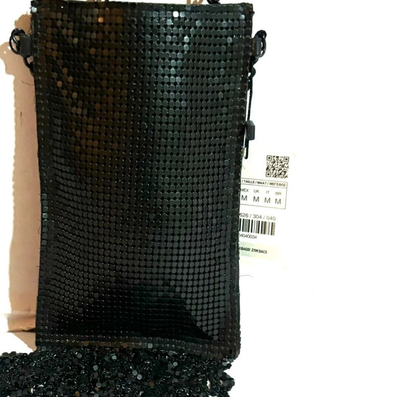 Zara black sequin crossbody evening party phone Bag - Picture 2 of 7